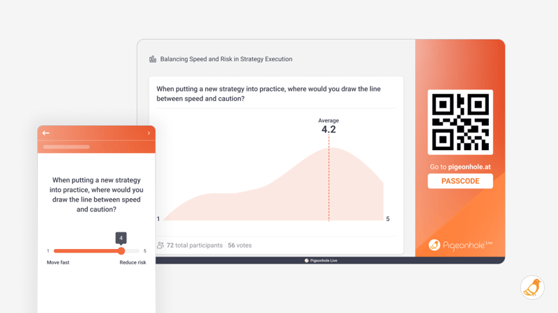 Draggable scale poll for collecting audience ratings and responses
