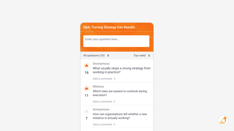 Pigeonhole Live Audience Web App in action during a live session
