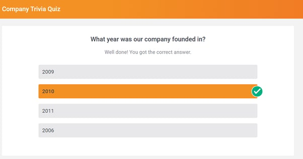 Pigeonhole Live's quiz interface