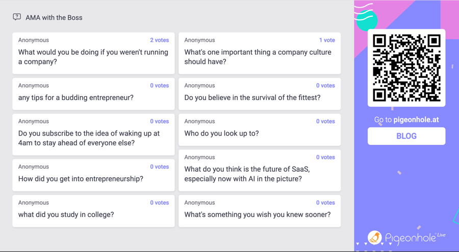 AMA with the boss in Pigeonhole Live