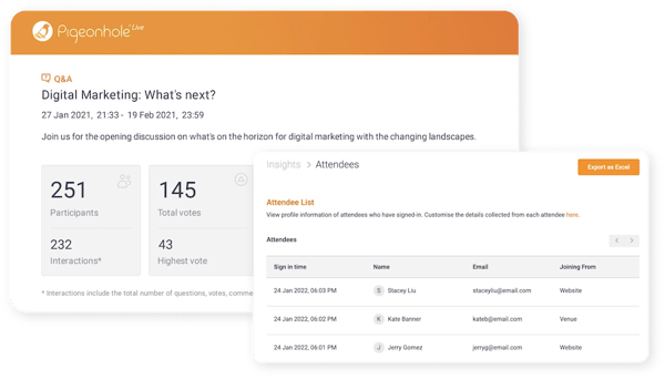  Pigeonhole Live's insights and analytics feature