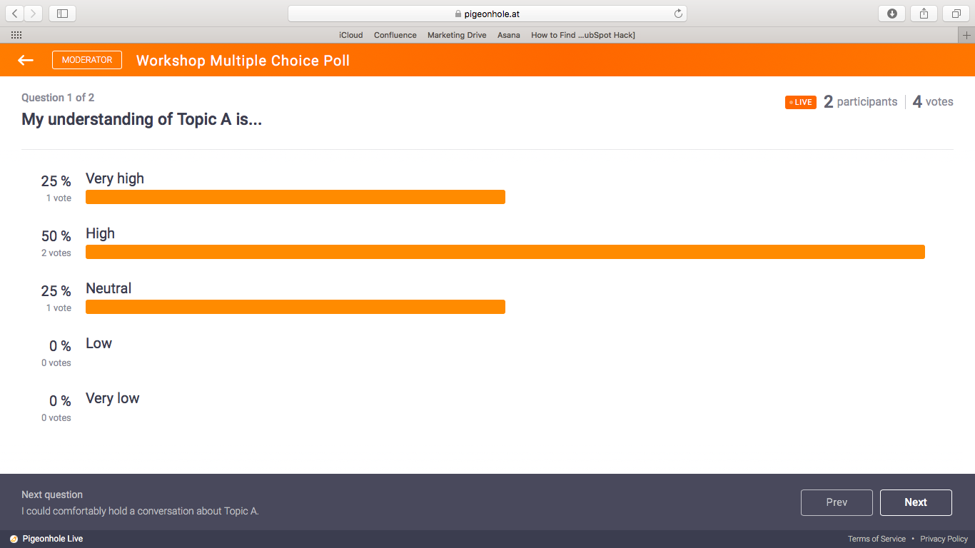 Pigeonhole's Multiple Choice Poll Screen