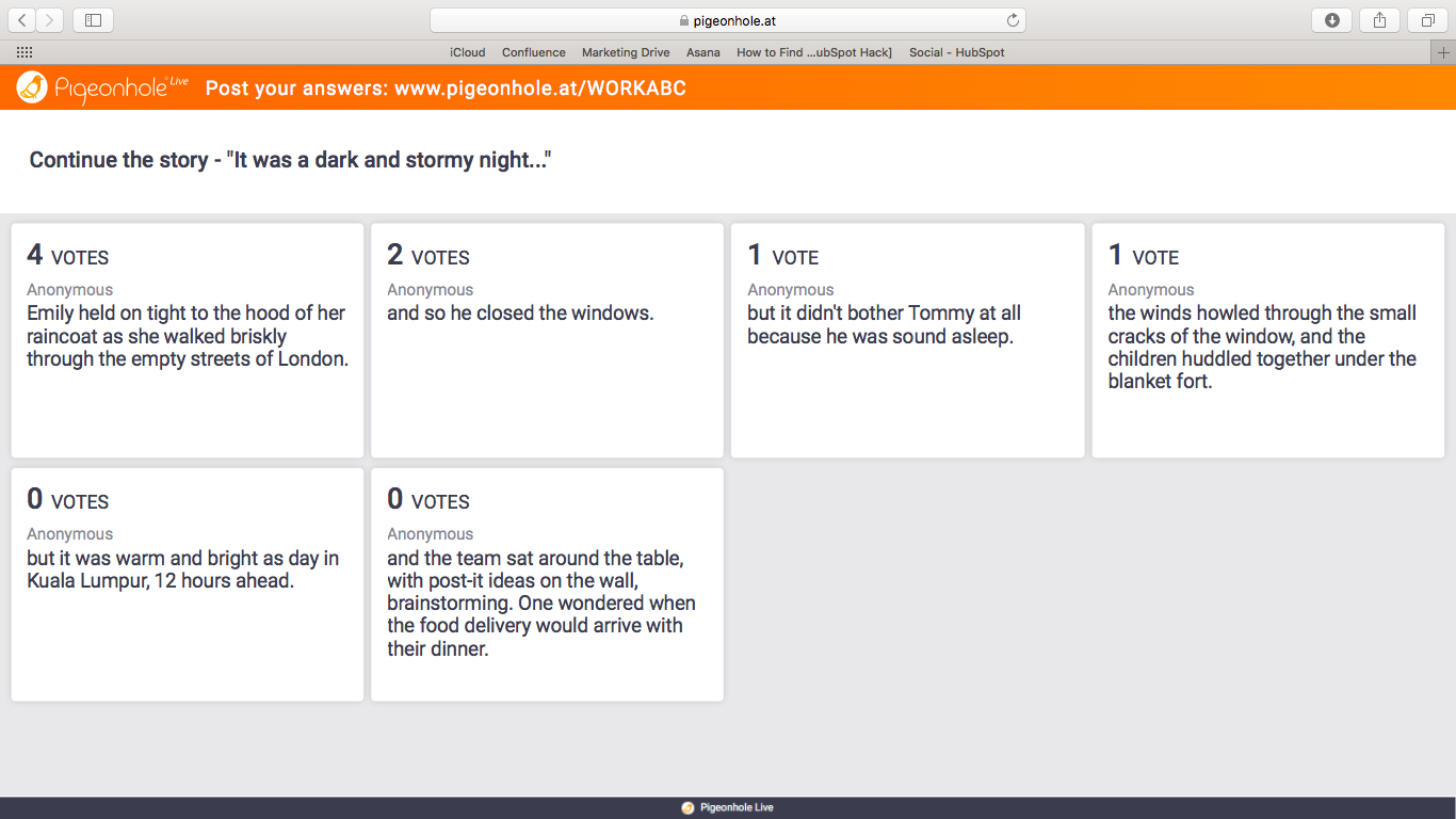 Pigeonhole's Open-ended Poll Screen for Collaboration