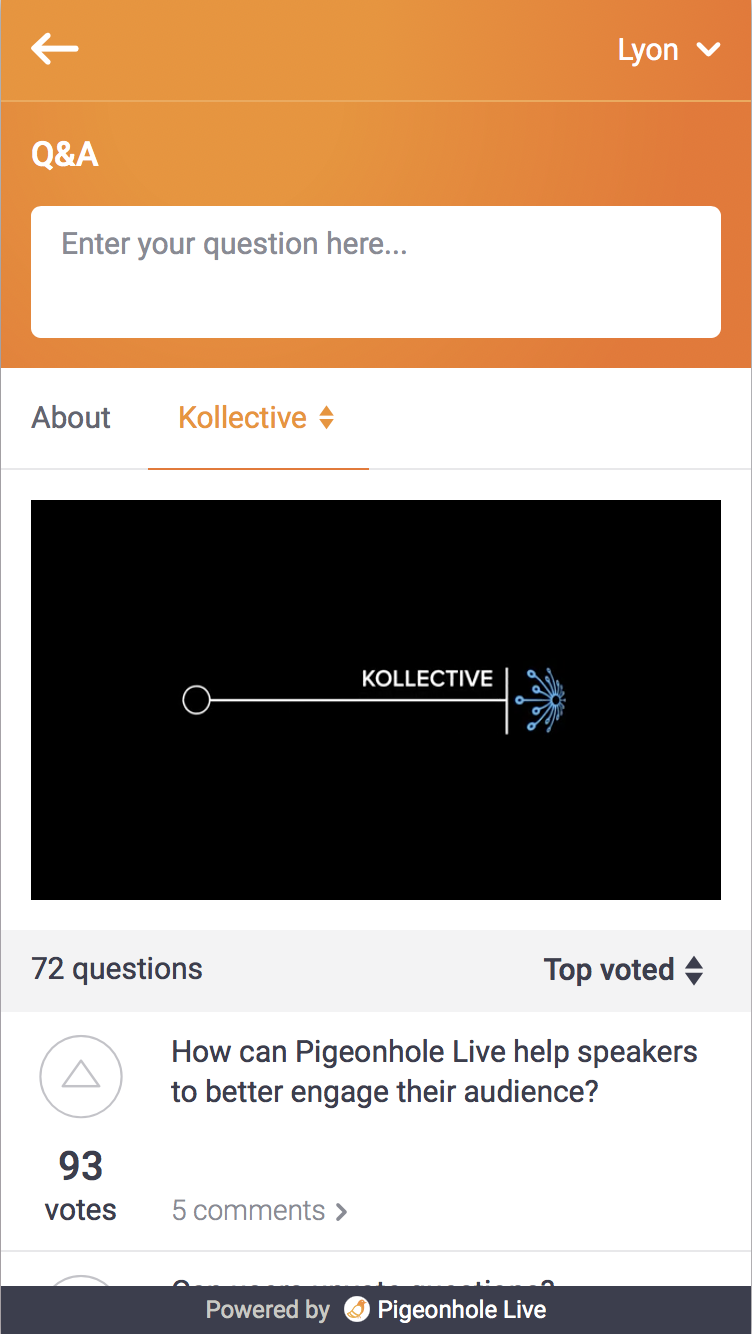 Kollective Player Integration With Pigeonhole Live