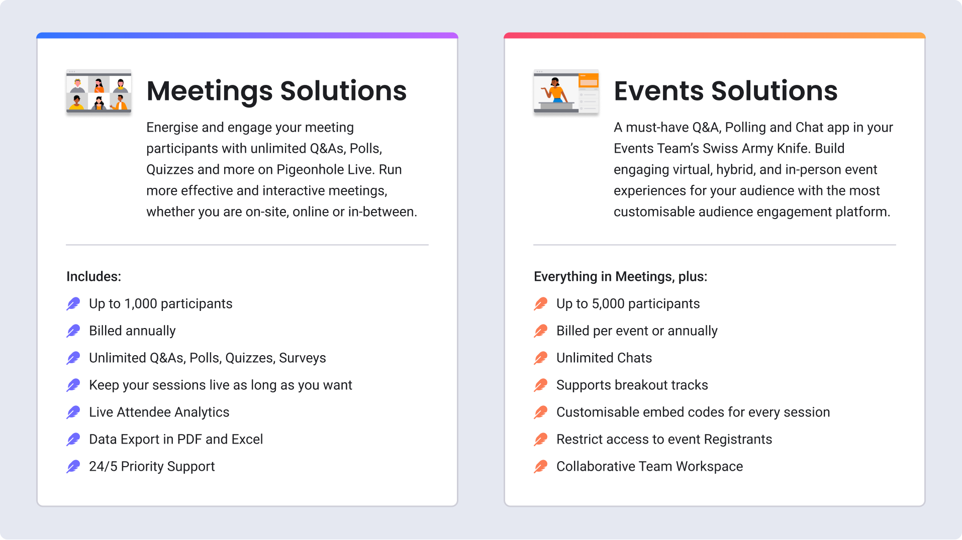 choice between meetings and events solutions